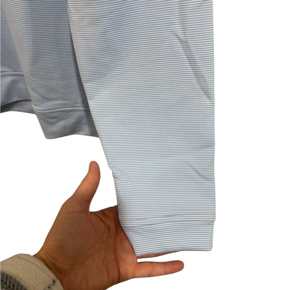 NEW!Peter Millar Pullover Mens L Blue Perth Mini Stripe Stretch Quarter Zip Golf - Picture 6 of 11